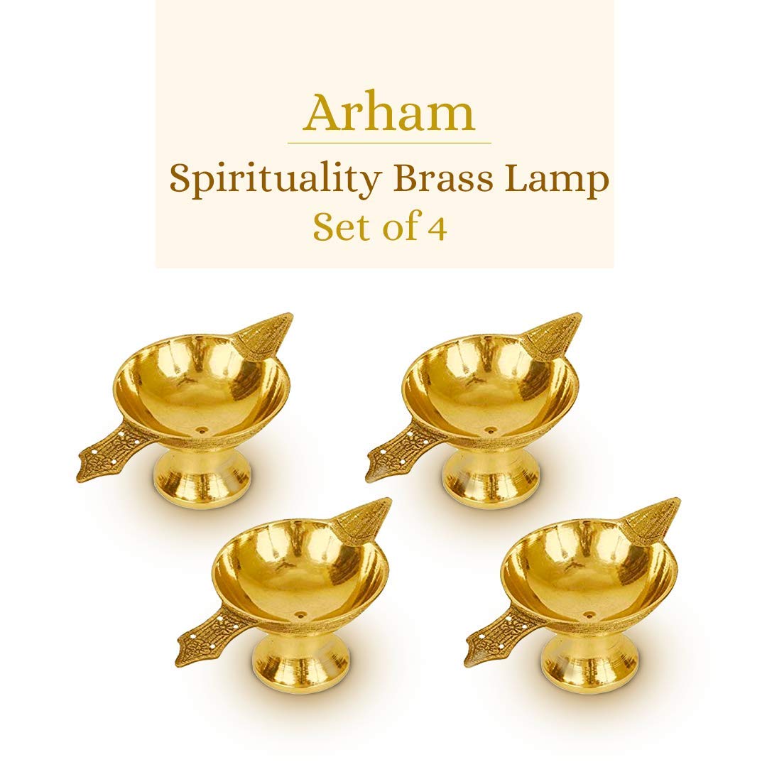 Arham Brass Diya for Puja (Set of 4)